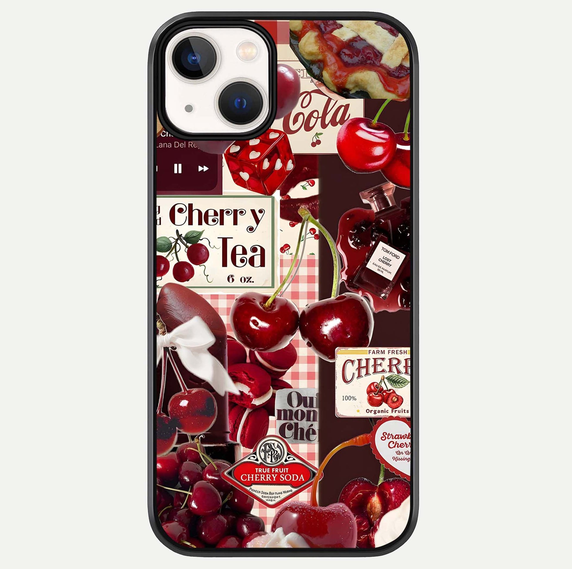 Aesthetic Cherry Tea Glass Case For iPhone 16 Pro by Custom World