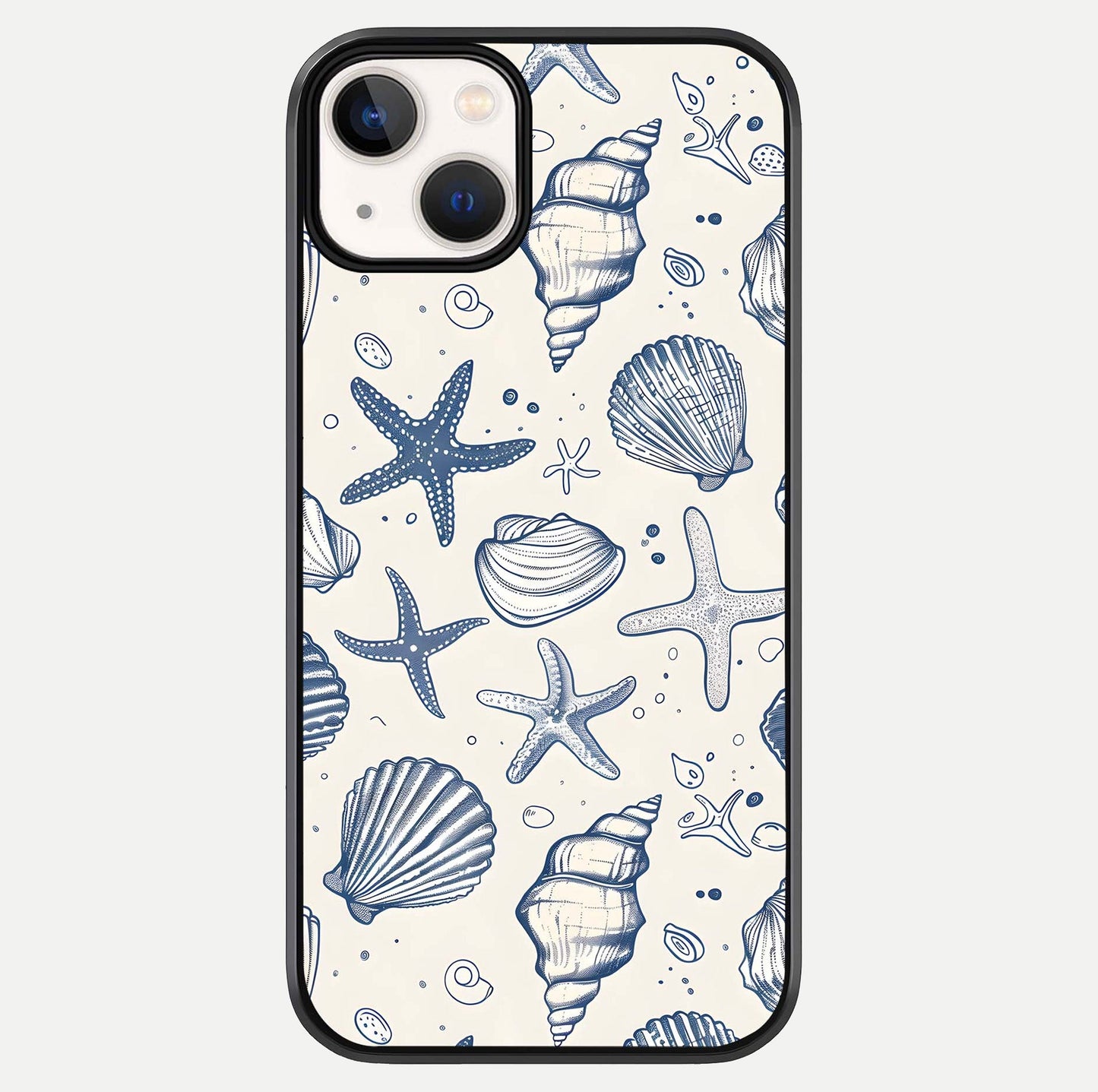 Blue Ocean Outline Glass Case For iPhone 13 Mini by Custom World