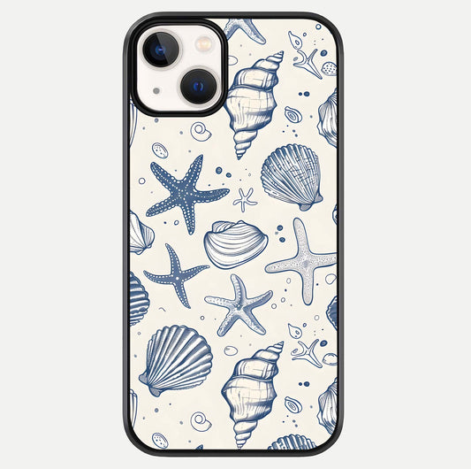 Blue Ocean Outline Glass Case For iPhone 13 Mini by Custom World