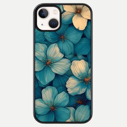 Blue Shade Floral Glass Case For iPhone 13 Mini by Custom World