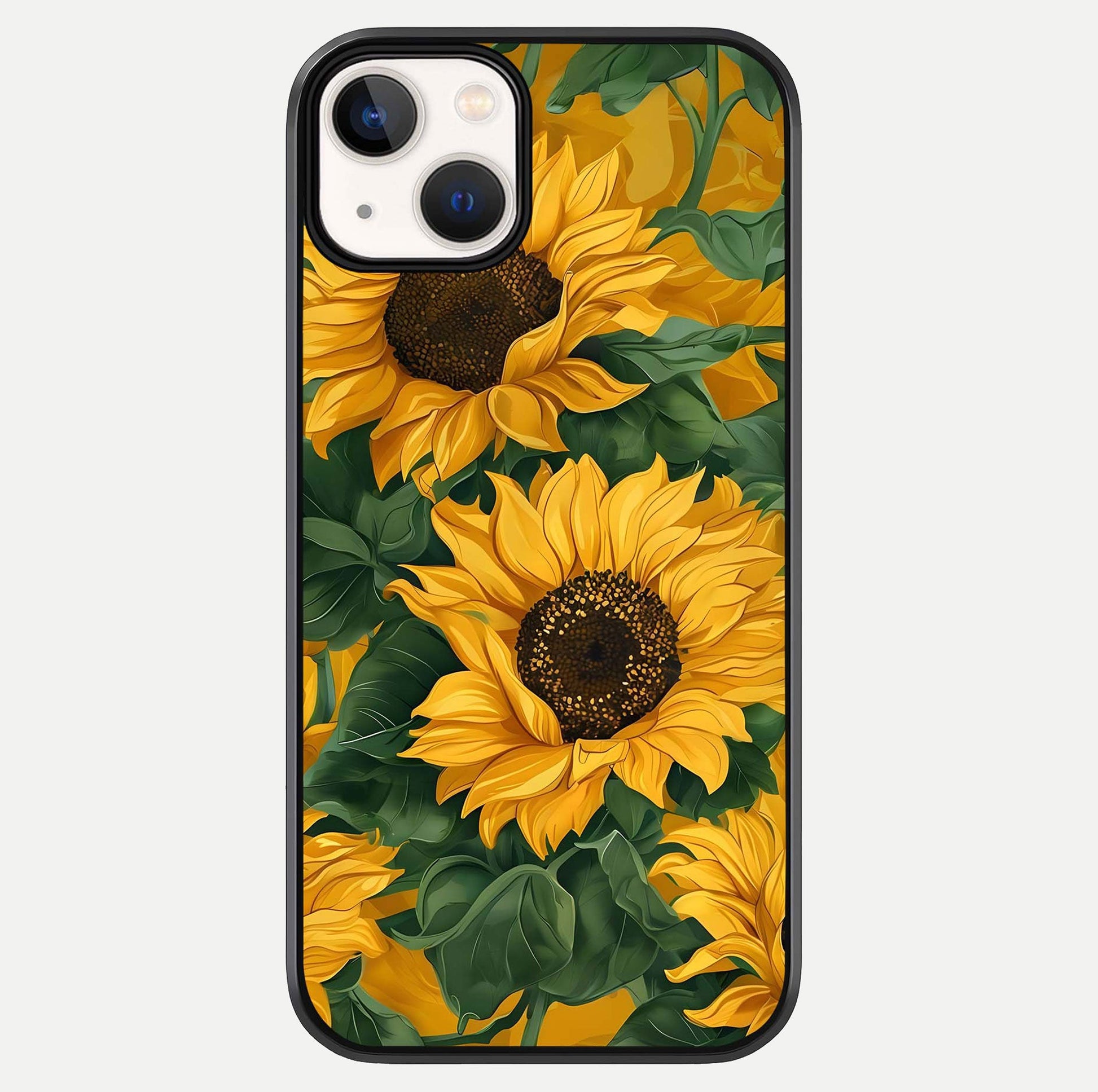 Bright Sunflower Bloom Glass Case For iPhone 13 Mini by Custom World