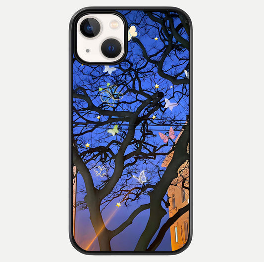 Butterfly Night Magic Glass Case For iPhone 13 Mini by Custom World