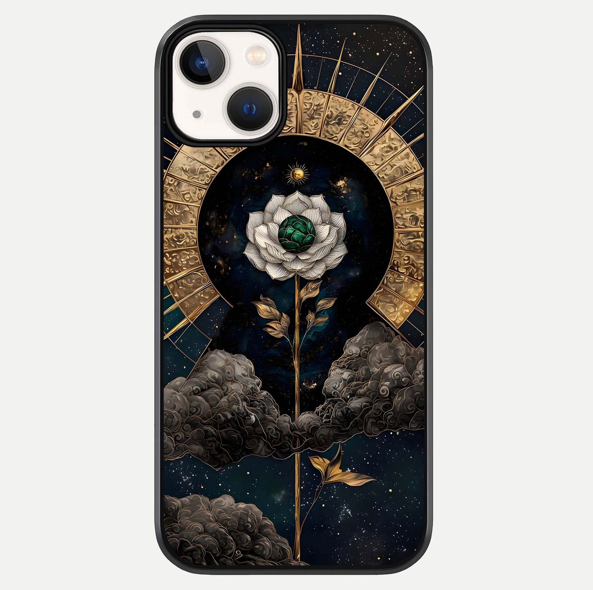 Celestial Lotus Morang Glass Case For iPhone 13 Mini by Custom World