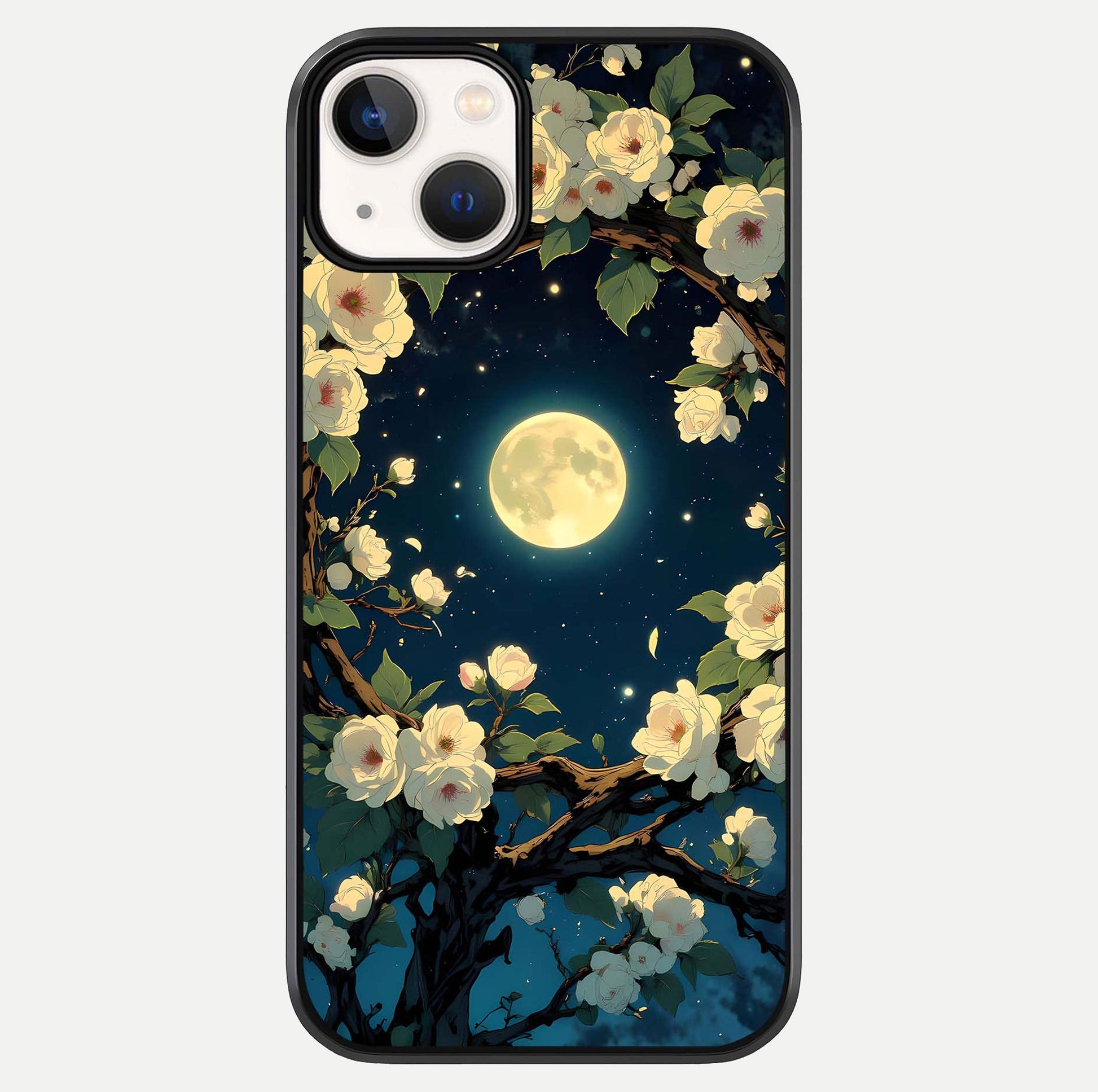 Celestial Moon & Flower Glass Case For iPhone 13 Mini by Custom World