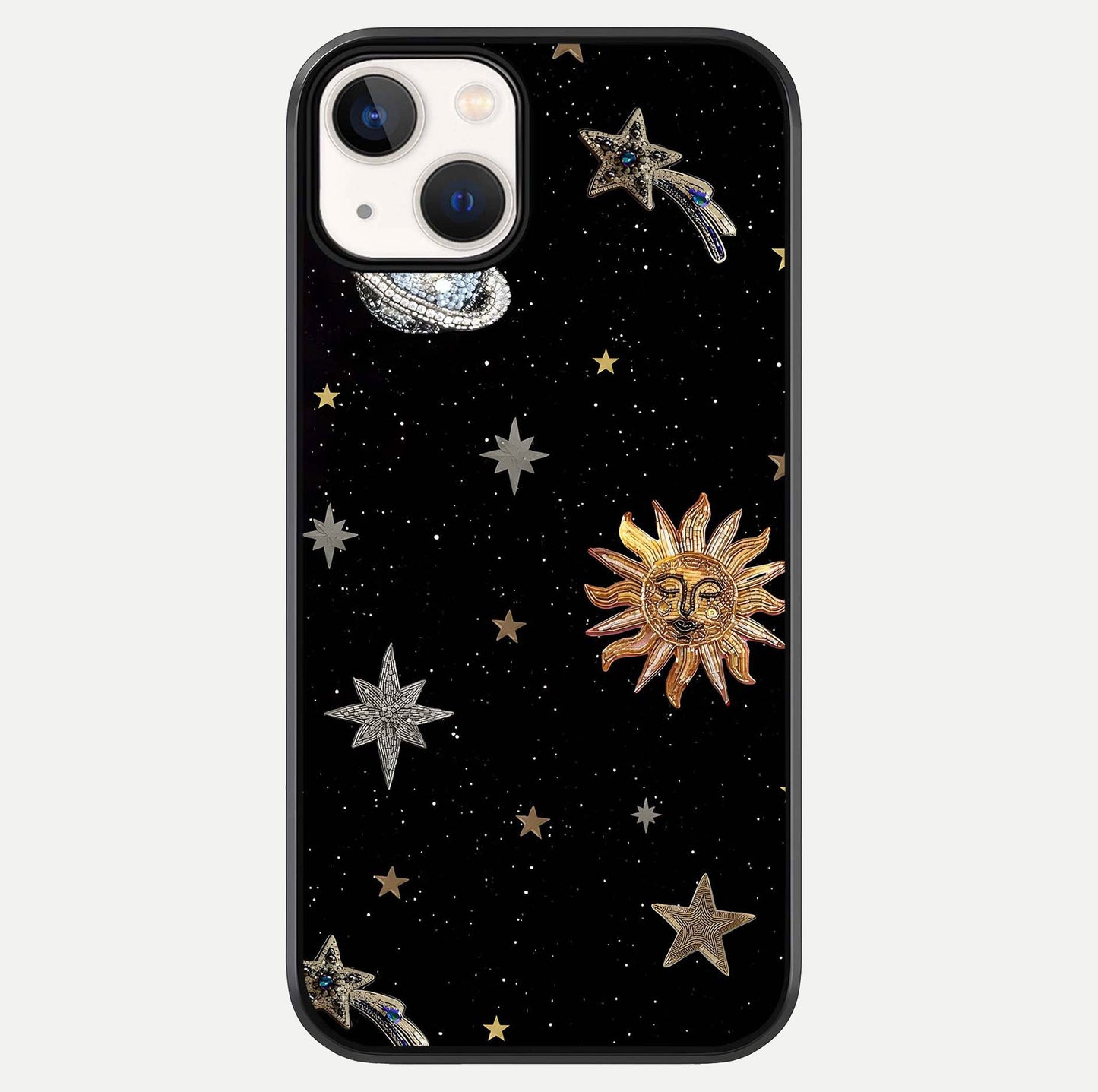 Celestial Moon With Stars Glass Case For iPhone 13 Mini by Custom World