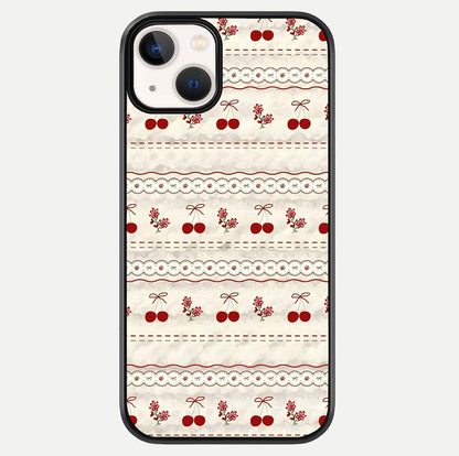 Cherry Bloom Charm Glass Case For iPhone 13 Mini by Custom World