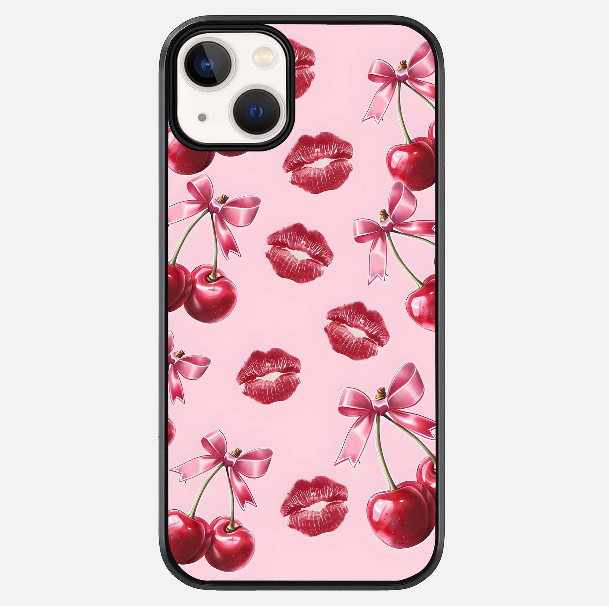 Cherry With Lips Glass Case For iPhone 13 Mini by Custom World