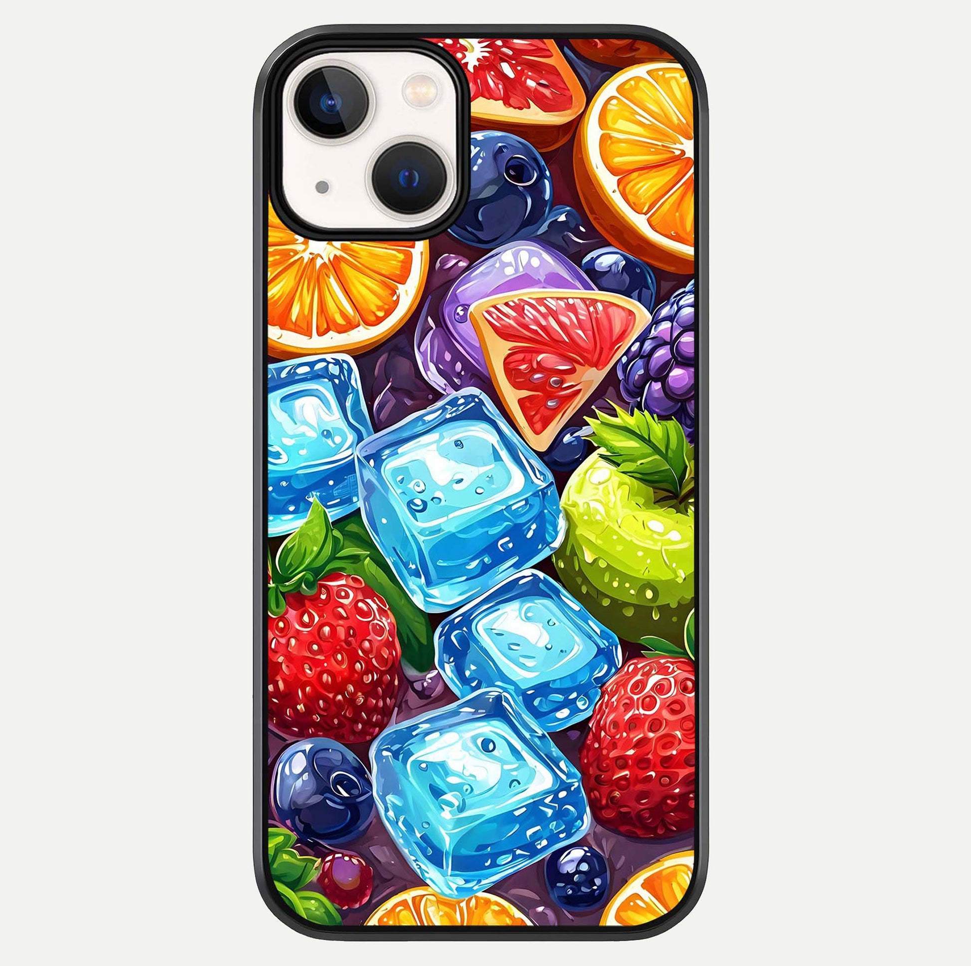 Colorful Fruits With Ice Glass Case For iPhone 13 Mini by Custom World