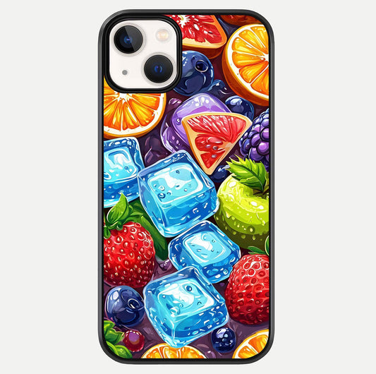 Colorful Fruits With Ice Glass Case For iPhone 13 Mini by Custom World