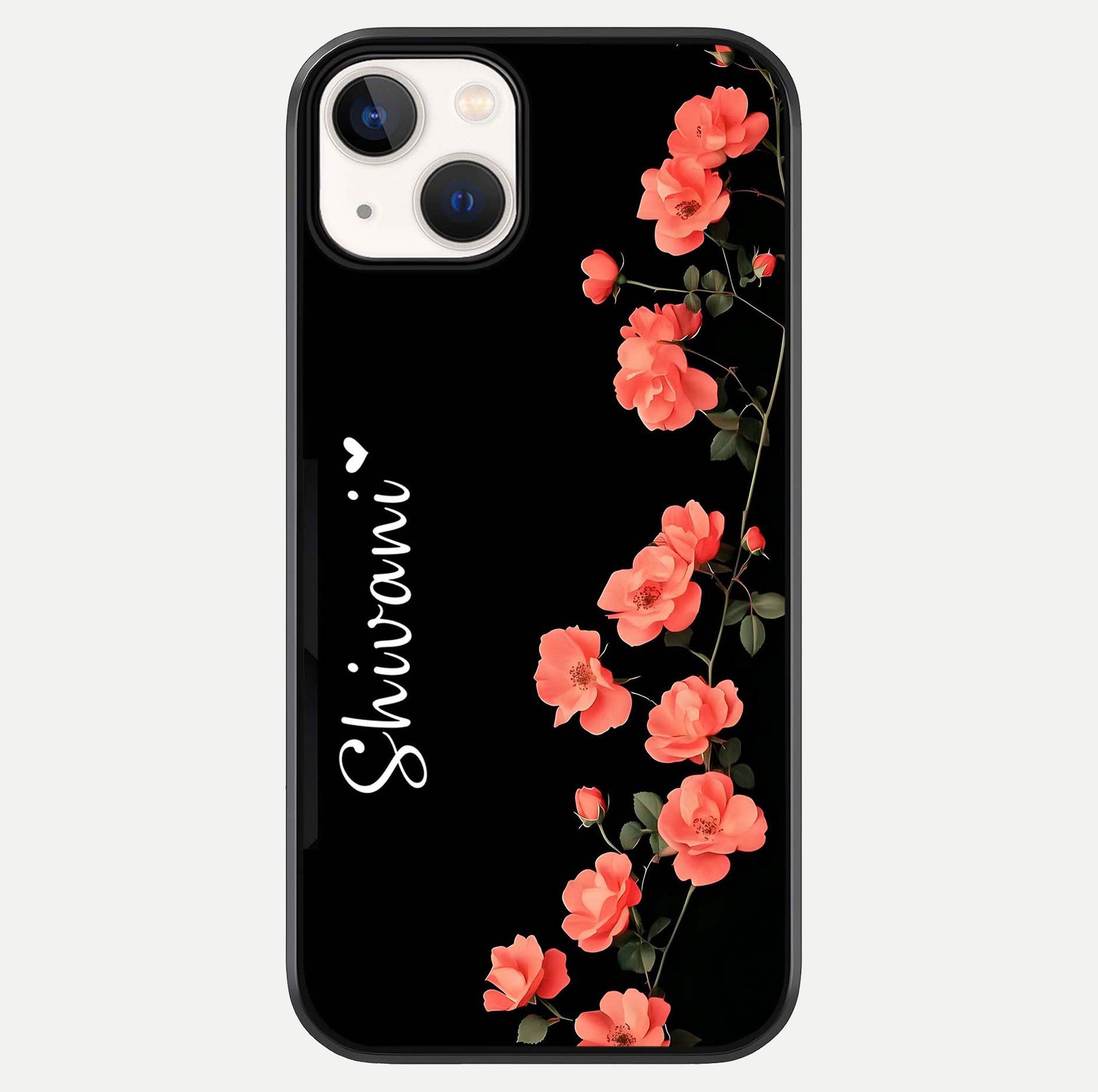 Crimson Bloom Grace Custom Name Glass Case For iPhone 13 Mini by Custom World