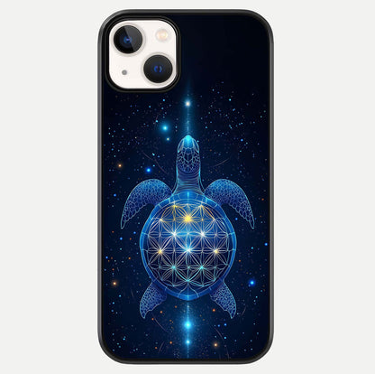 Crimson Blue Turtle Glass Case For iPhone 13 Mini by Custom World