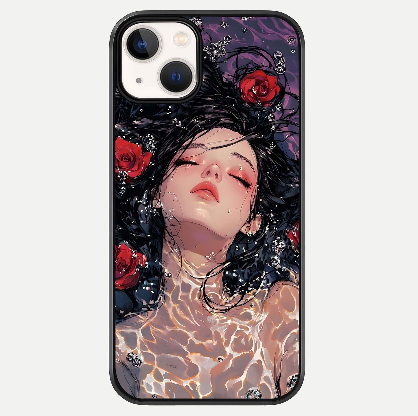 Crimson Rose Serenity Glass Case For iPhone 13 Mini by Custom World