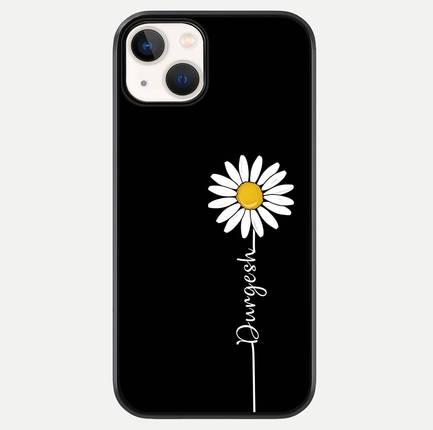 Custom Name White Flower Glass Case For iPhone 13 Mini by Custom World