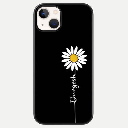 Custom Name White Flower Glass Case For iPhone 13 Mini by Custom World