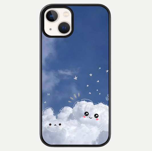 Cute Blossom Cloud Glass Case For iPhone 13 Mini by Custom World