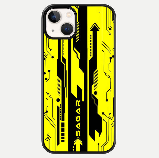 Electric Pulse CYBERPUNK Custom Name Glass Case For iPhone 13 Mini by Custom World