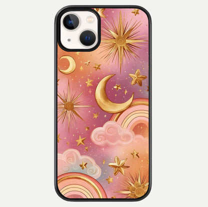 Golden Celestial Dreams Glass Case For iPhone 13 Mini by Custom World