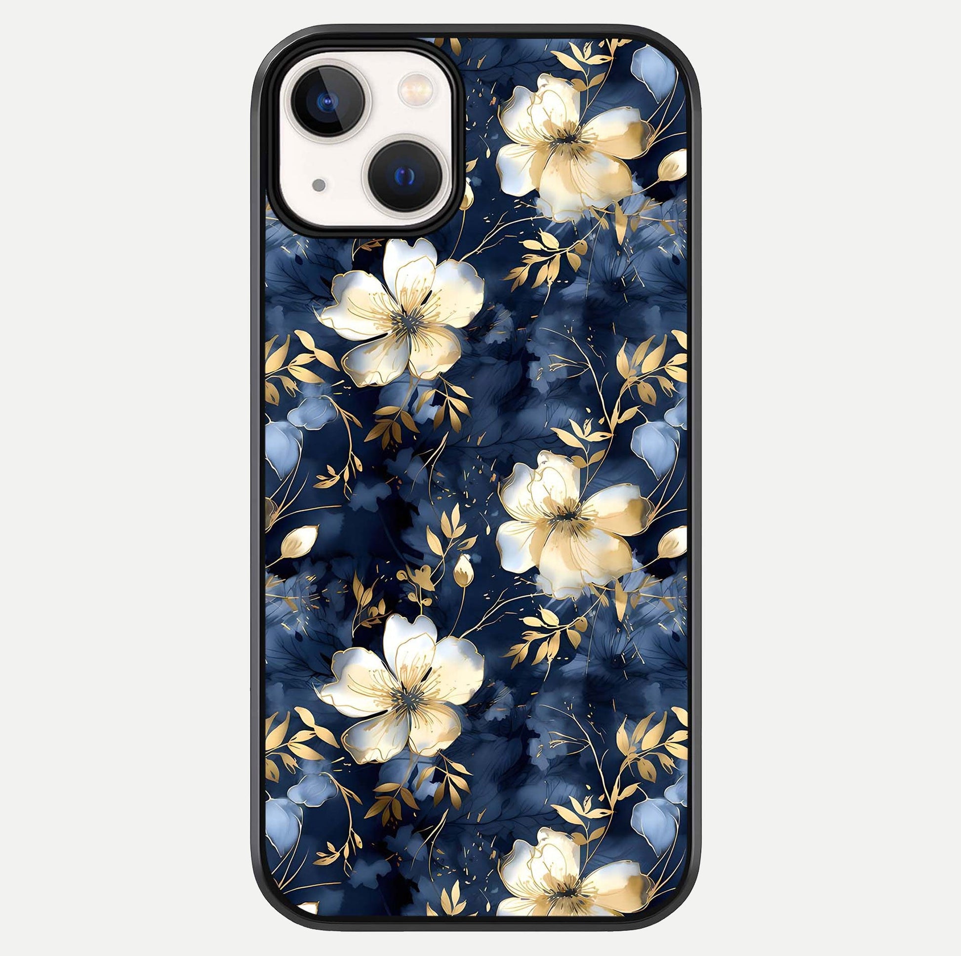 Golden Midnight Bloom Glass Case For iPhone 13 Mini by Custom World
