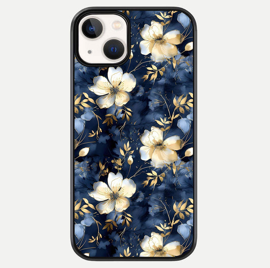 Golden Midnight Bloom Glass Case For iPhone 13 Mini by Custom World