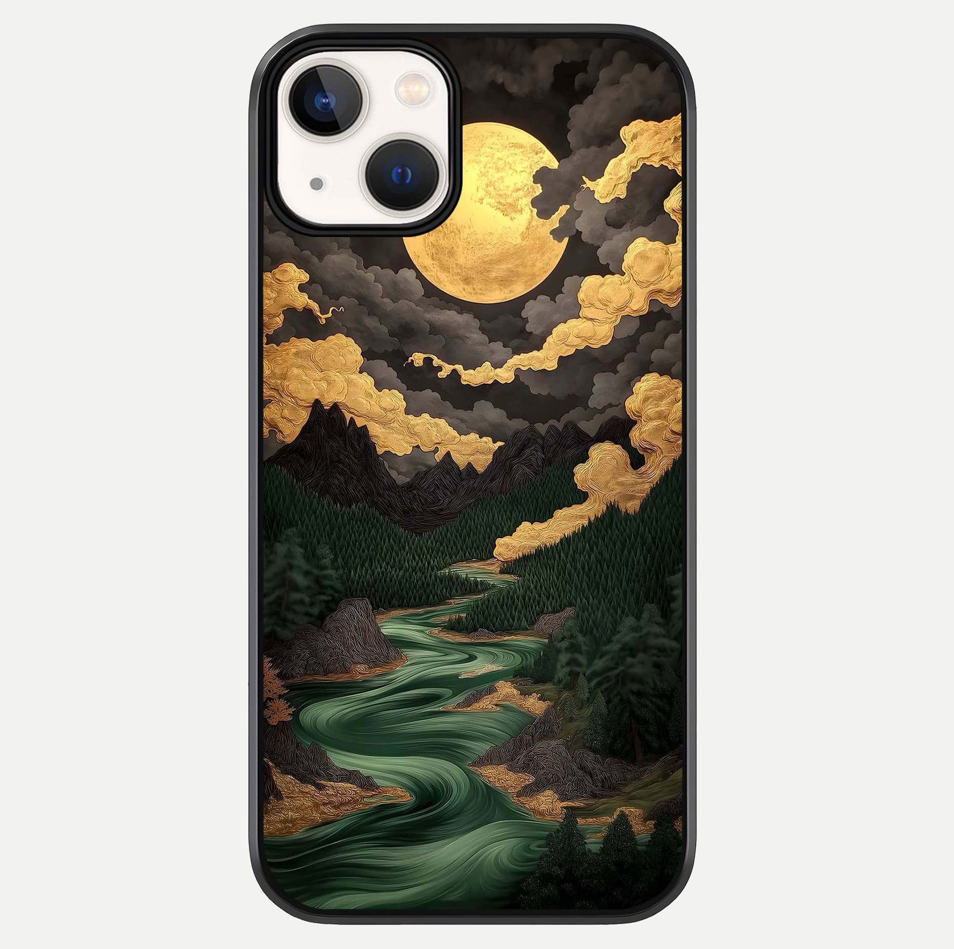 Golden River Moon Glass Case For iPhone 13 Mini by Custom World