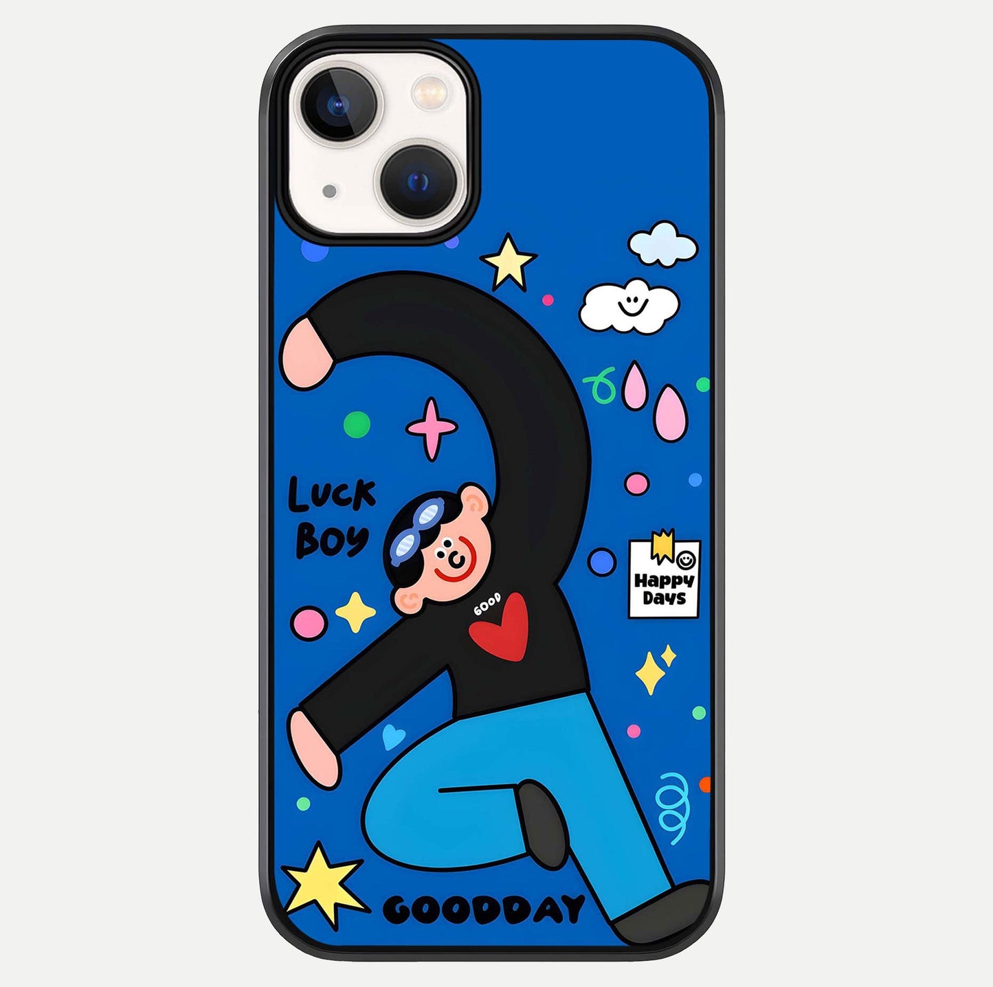 Happy Luck Vibe Glass Case For iPhone 13 Mini by Custom World