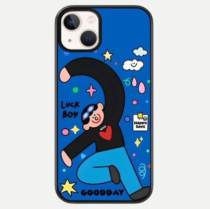 Happy Luck Vibe Glass Case For iPhone 13 Mini by Custom World