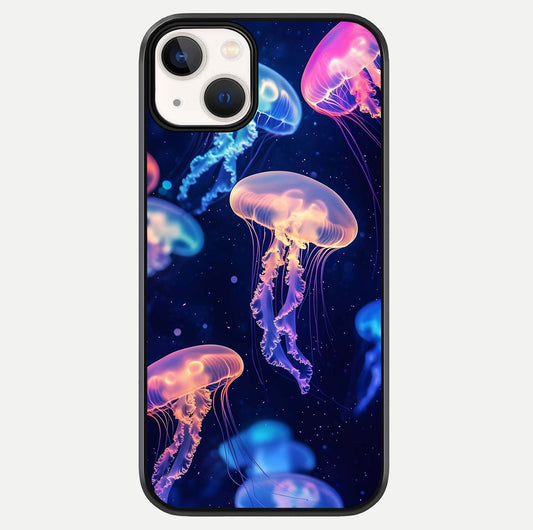 Jellyfish Pattern Glass Case For iPhone 13 Mini by Custom World