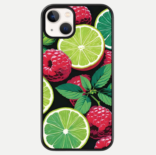 Lime & Raspberry Pattern Glass Case For iPhone 13 Mini by Custom World