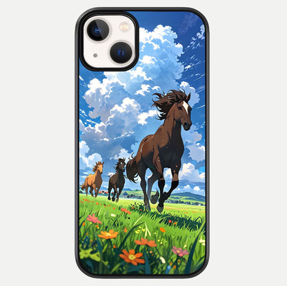 Majestic Horses Galloping Glass Case For iPhone 13 Mini by Custom World