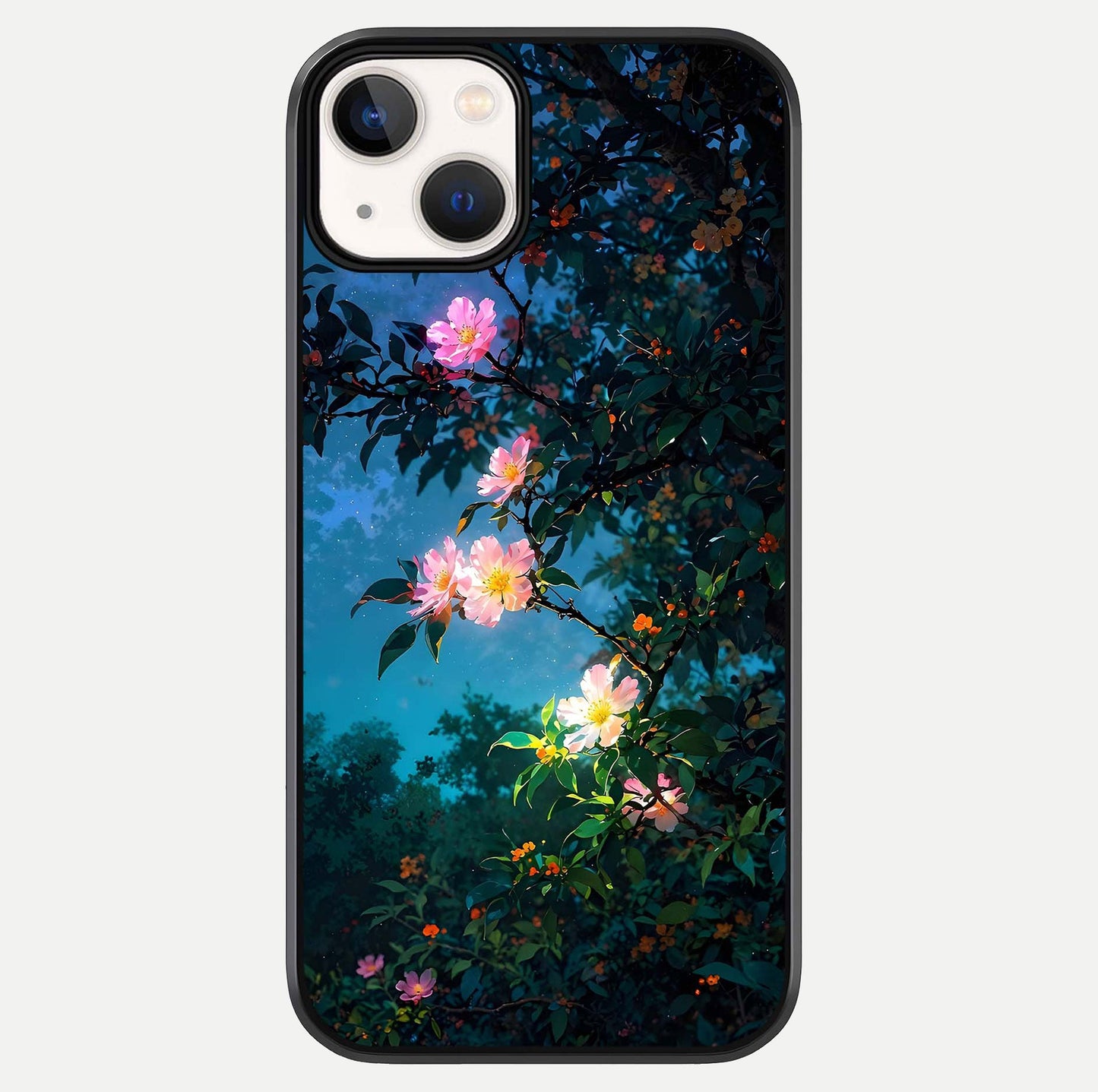 Midnight Bloom Glow Glass Case For iPhone 13 Mini by Custom World