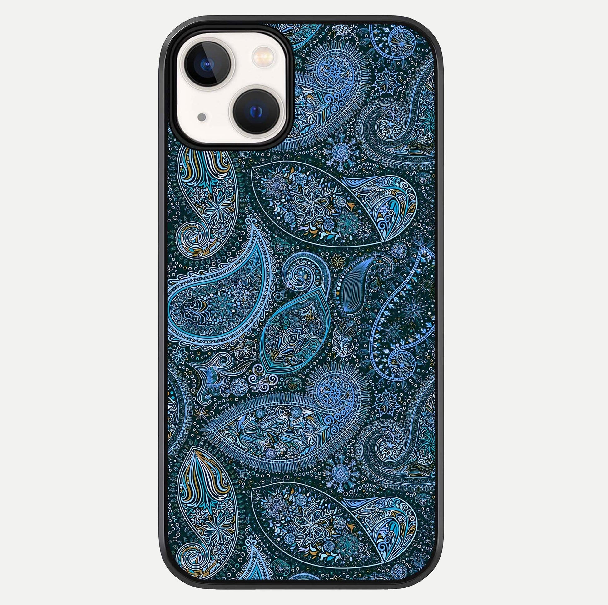 Midnight Paisley Glow Glass Case For iPhone 13 Mini by Custom World