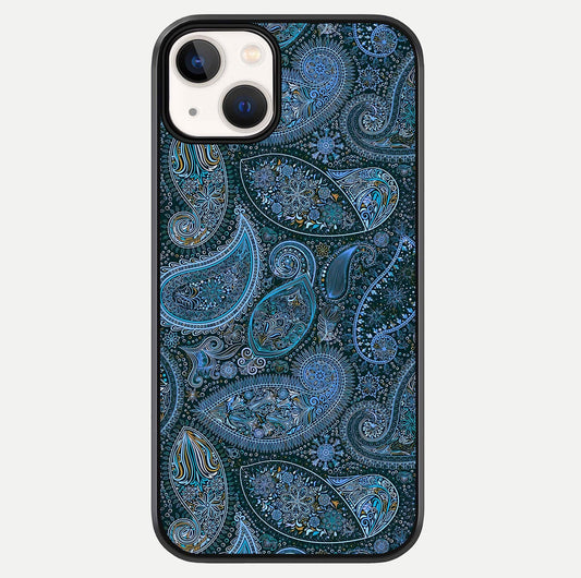 Midnight Paisley Glow Glass Case For iPhone 13 Mini by Custom World