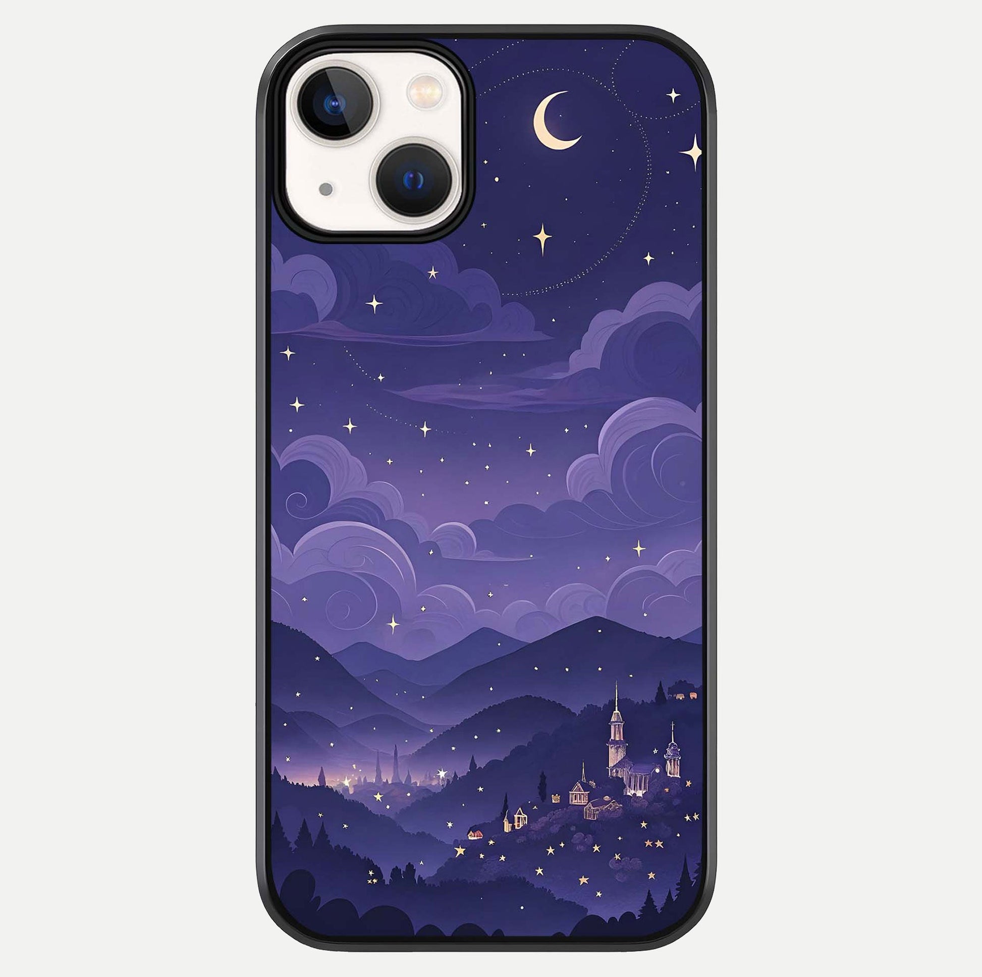 Minimal Night View Glass Case For iPhone 13 Mini by Custom World