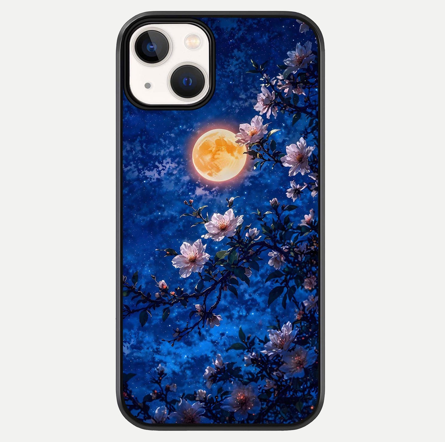 Moonlit Blossoms Night Glass Case For iPhone 13 Mini by Custom World