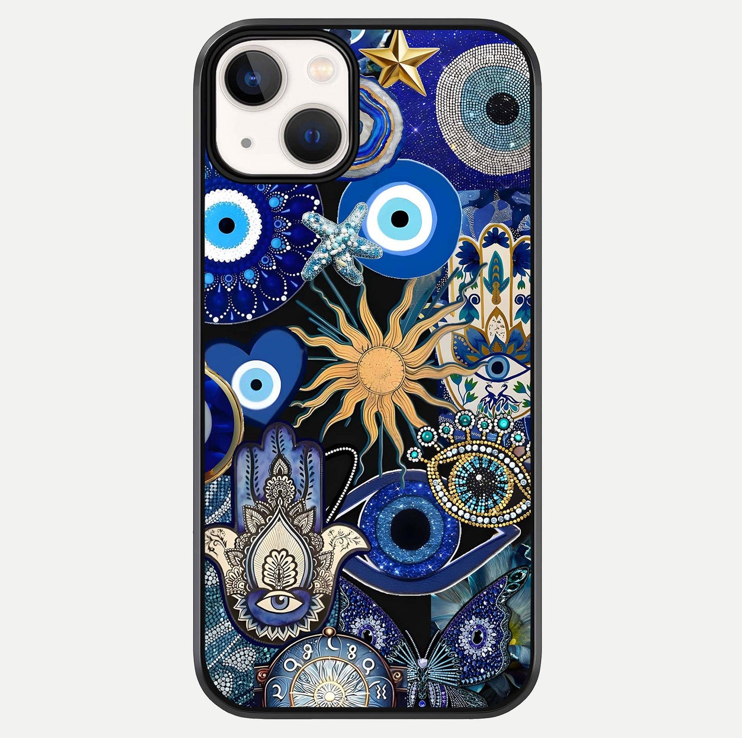 Mystic Blue Evil Eye Glass Case For iPhone 13 Mini by Custom World