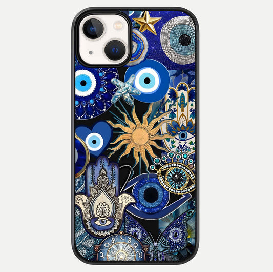 Mystic Blue Evil Eye Glass Case For iPhone 13 Mini by Custom World