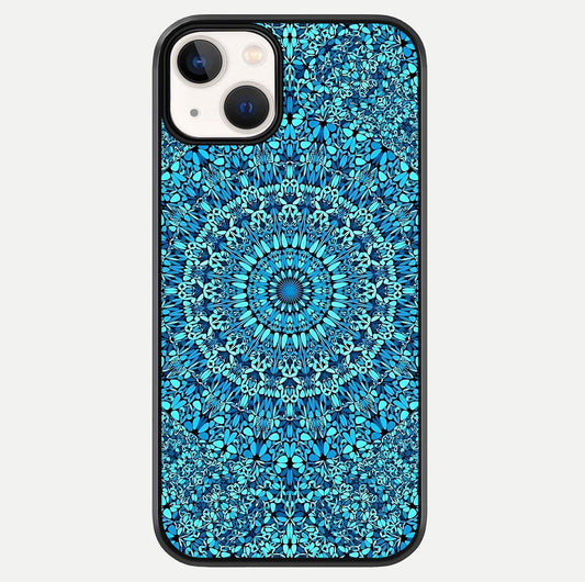 Ocean Bloom Mandala Glass Case For iPhone 13 Mini by Custom World