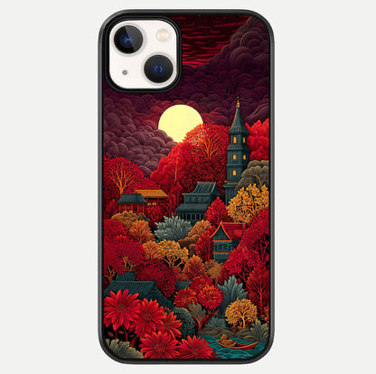 Scarlet Autumn Temple Glass Case For iPhone 13 Mini by Custom World