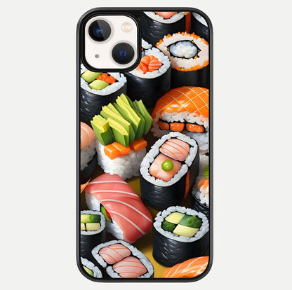 Sushi Food Pattern Glass Case For iPhone 13 Mini by Custom World