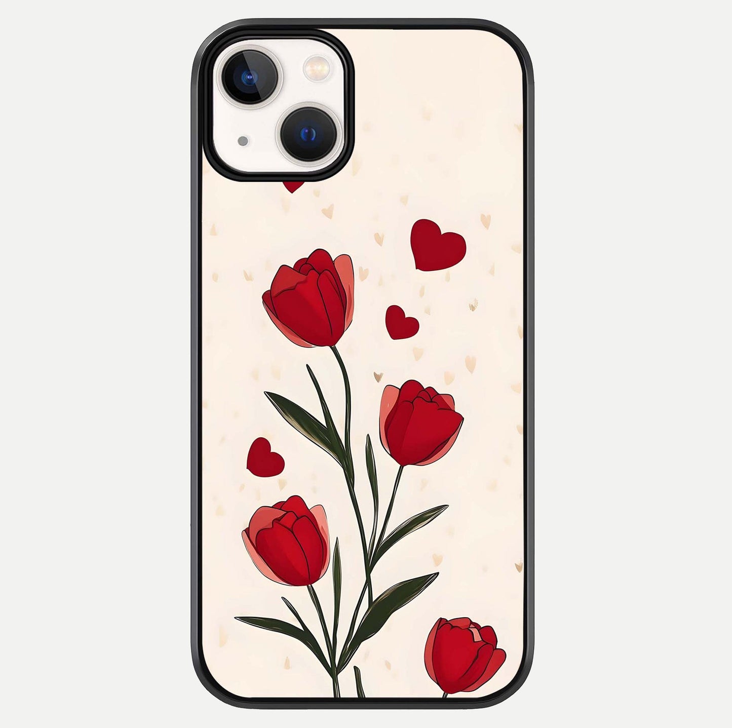 Tulip With Heart Glass Case For iPhone 13 Mini by Custom World