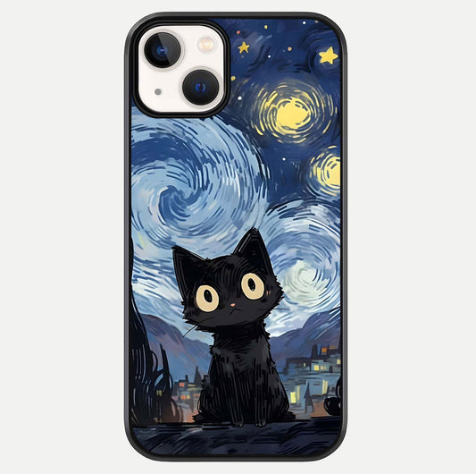 Van Gogh Cat Glass Case For iPhone 13 Mini by Custom World