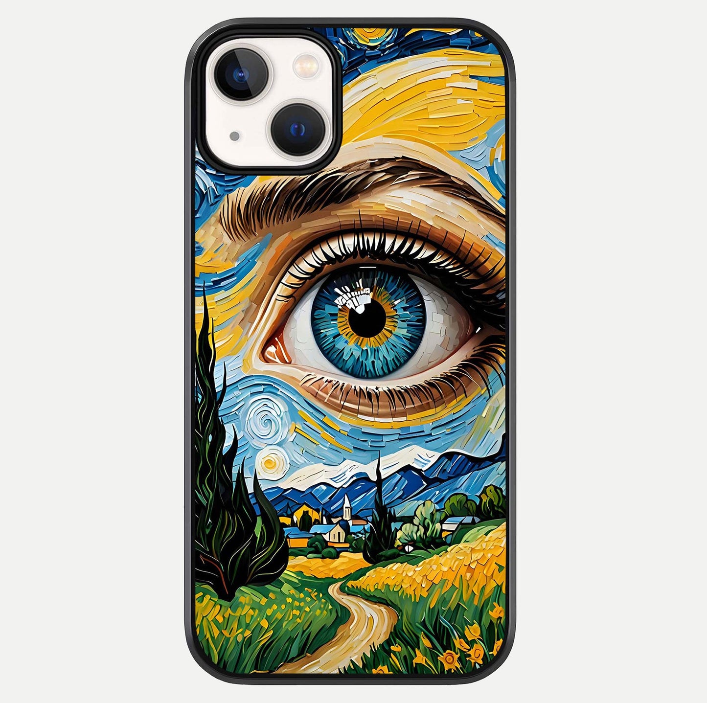 Van Gogh Eye Glass Case For iPhone 13 Mini by Custom World