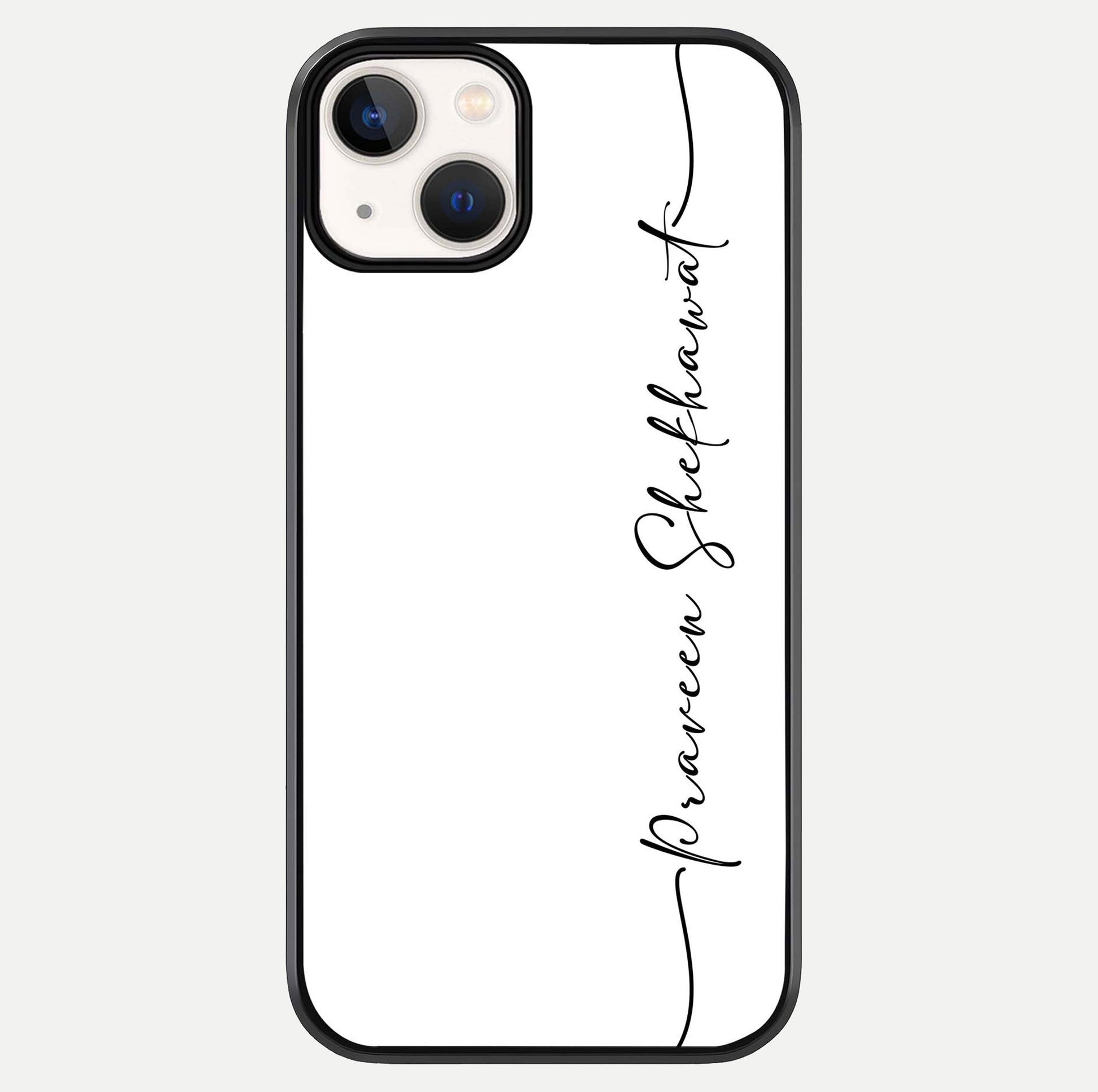 White Tune Custom Name Glass Case For iPhone 13 Mini by Custom World