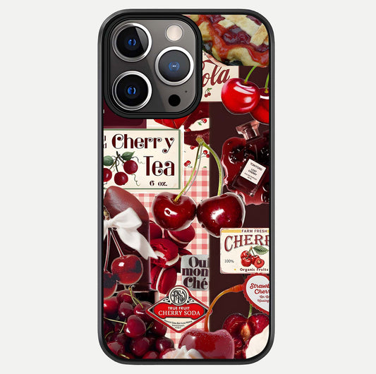 Aesthetic Cherry Tea Glass Case For iPhone 16 Pro by Custom World