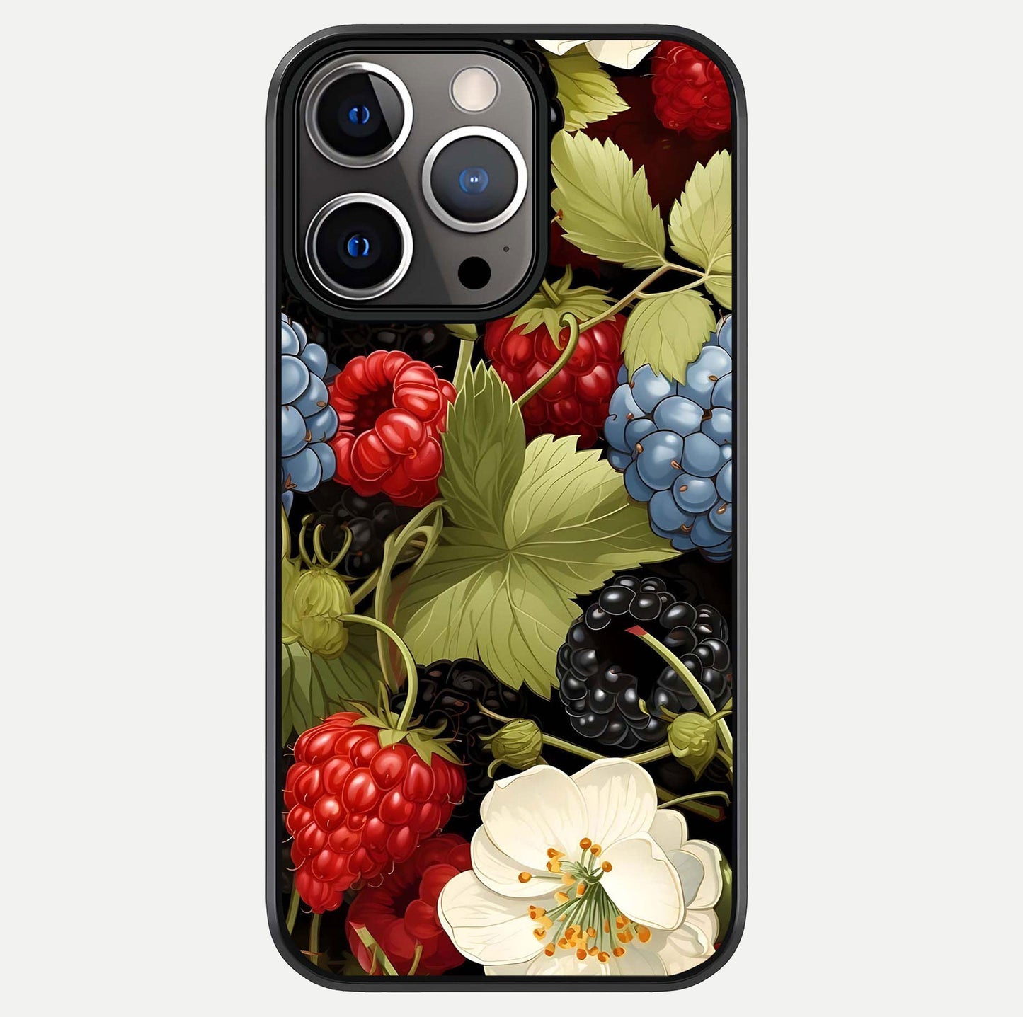 Berry Bloom Charm Glass Case For iPhone 13 Pro by Custom World