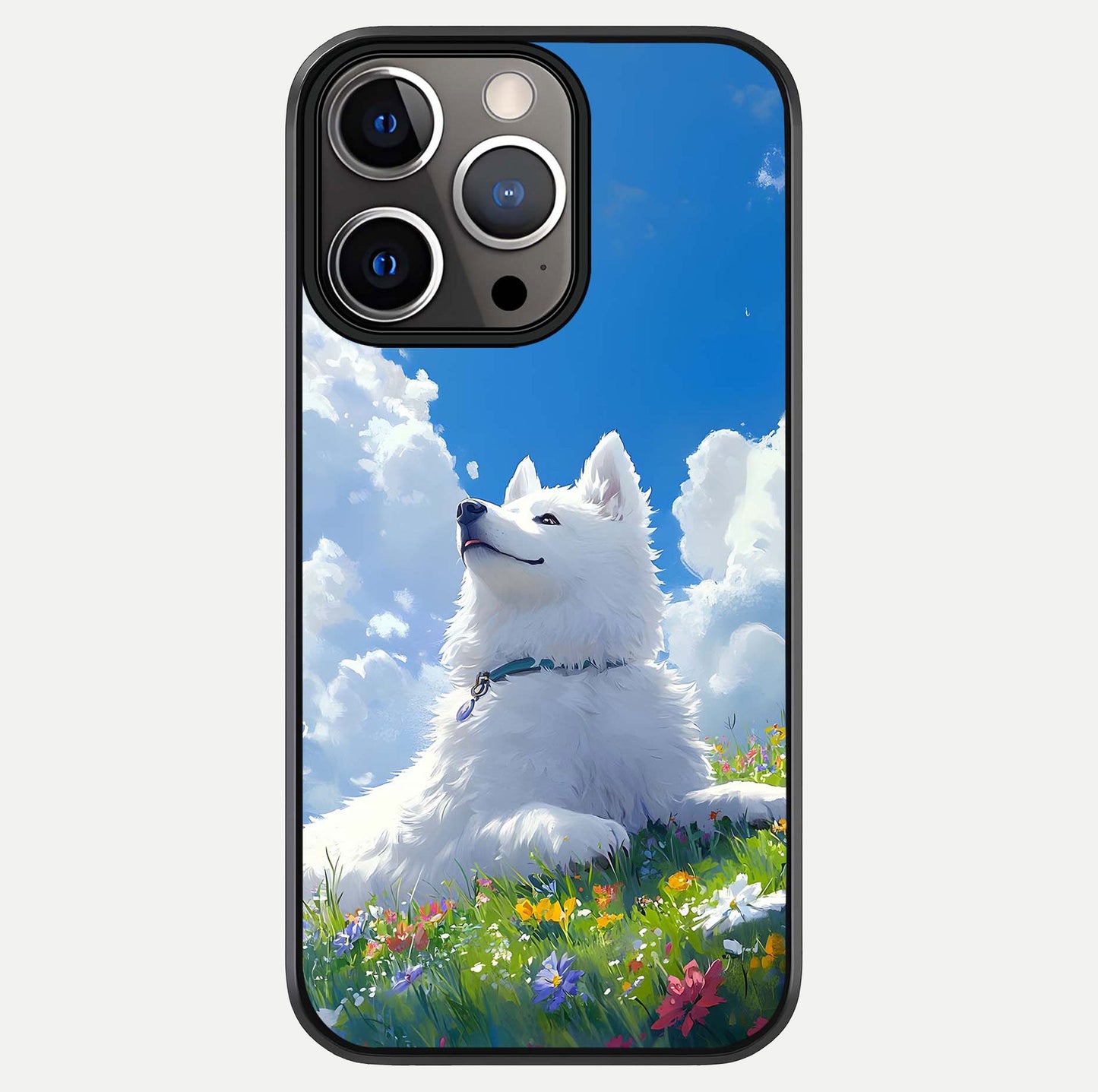 Blissful Cloud Pup Glass Case For iPhone 16 Pro by Custom World