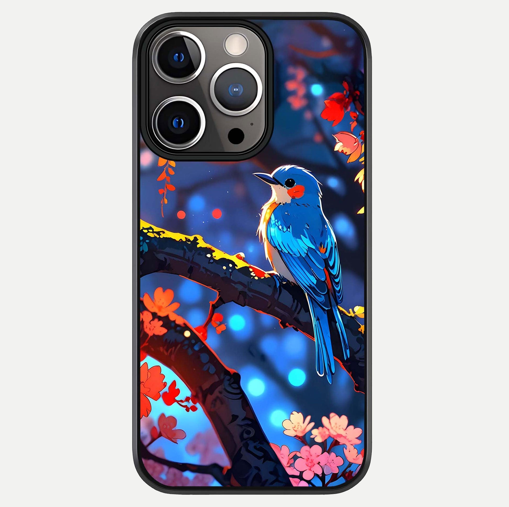 Blooming Spendor Bird Glass Case For iPhone 13 Pro by Custom World