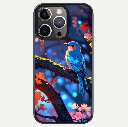 Blooming Spendor Bird Glass Case For iPhone 13 Pro by Custom World