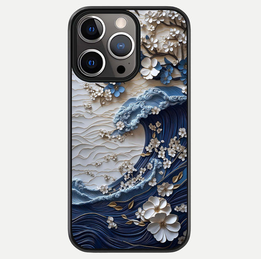 Blossom Wave Art Glass Case For iPhone 13 Pro by Custom World