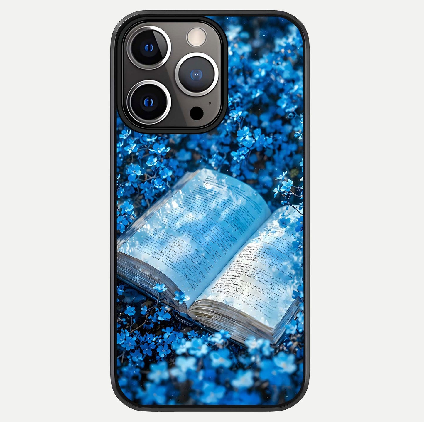 Blue Bloom Tales Glass Case For iPhone 13 Pro by Custom World